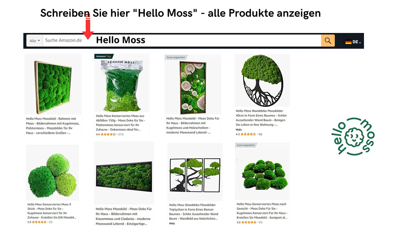 Hello Moss Preserved Moss by weight - Moss Decor For You - Preserved Ball Moss For Your Home - Create Moss Art - Suitable for Moss Terrariums and Forests in Glass.