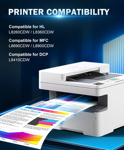 TN423 TN-423 compatible toner for Brother TN-423 toner multipack TN421 TN-421 for Brother MFC-L8690CDW toner HL-L8260CDW DCP-L8410CDW HL-L8360CDW (1 black, 1 cyan, 1 magenta, 1 yellow, 4 pack)