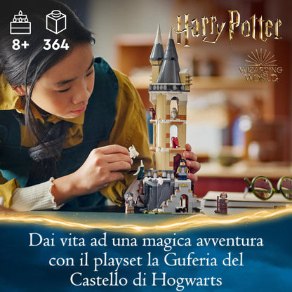 LEGO Harry Potter Owlery at Hogwarts Castle, adventure set with toy animals and 3 mini-figures & Harry Potter Flying Ford Anglia, buildable toy car for kids.