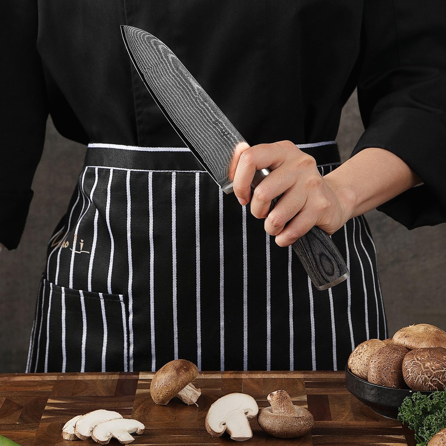 Wakoli Edis Damascus Knife Set 3-piece I Santoku Knife large and small plus Vegetable Knife Utility Knife made of 67 layers of Damascus steel with VG10 core 60±2 HRC I Pakka wood handle I Kitchen knife set in wooden box