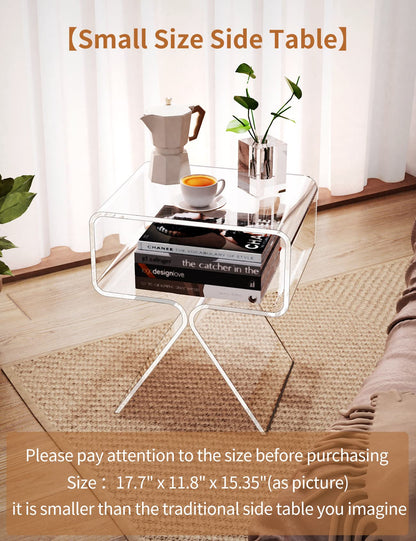 solaround Solarium Acrylic Nightstand End Table Modern Design Clear Home Decor Display Side Table (Transparent), 39*39*45CM, S-ZZXCTG01001