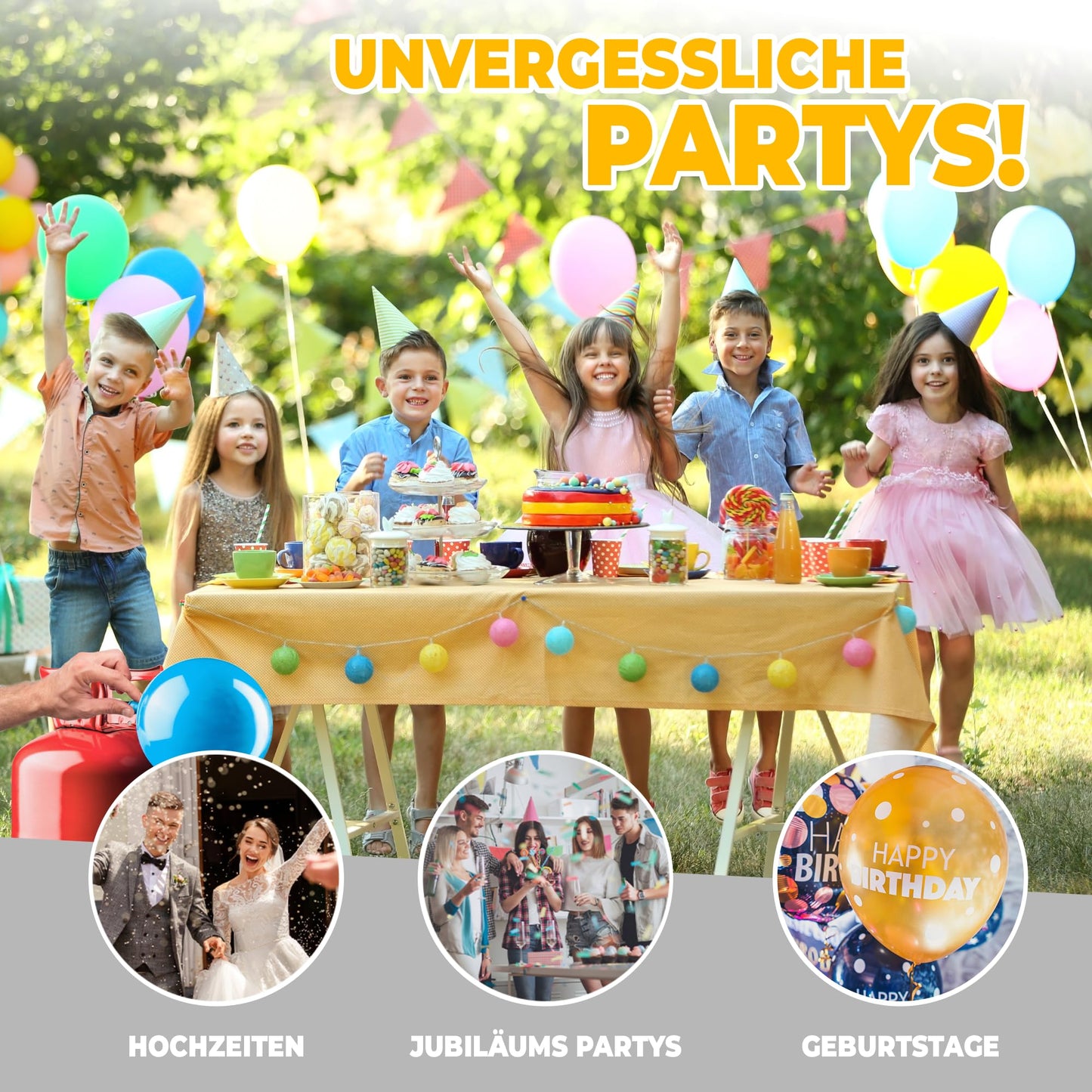 Balloon gas [for 50 balloons] - Helium Balloon Gas for up to [50 balloons] - Balloon gas - Helium gas cylinder XXL including STAHLMANN ® information sheet