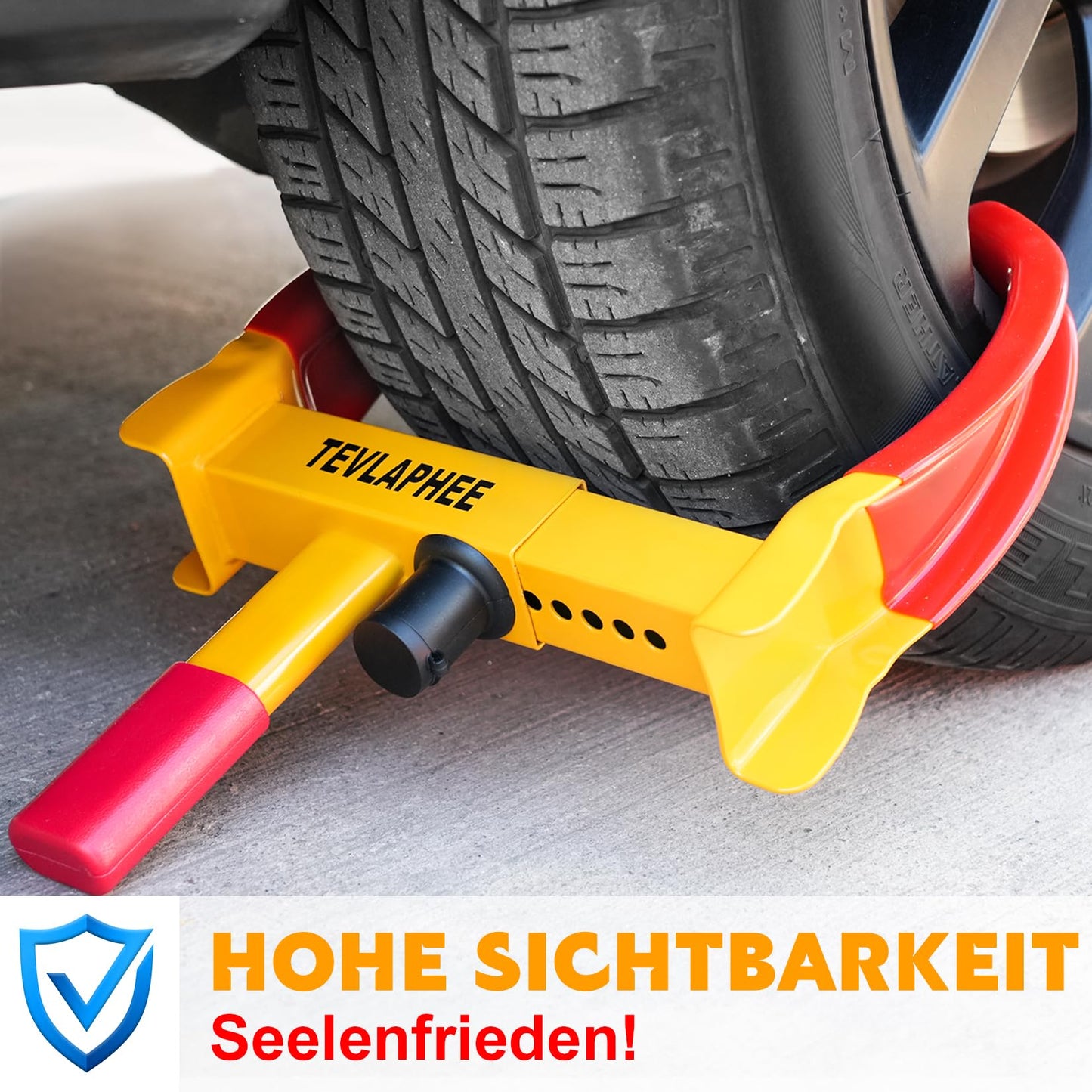 Tevlaphee 2-Pack Wheel Lock Clamp with Security Lock and 6 Same Keys for Car Trailer RV Tire Boot Anti-Theft Wheel Clamp Lock (Red-Yellow-2 Pack)