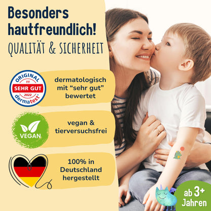 MyBaby123 550 skin-friendly children tattoos with monsters, monster tattoo kids, kids tattoos to stick on, vegan & made in Germany (5x monster)