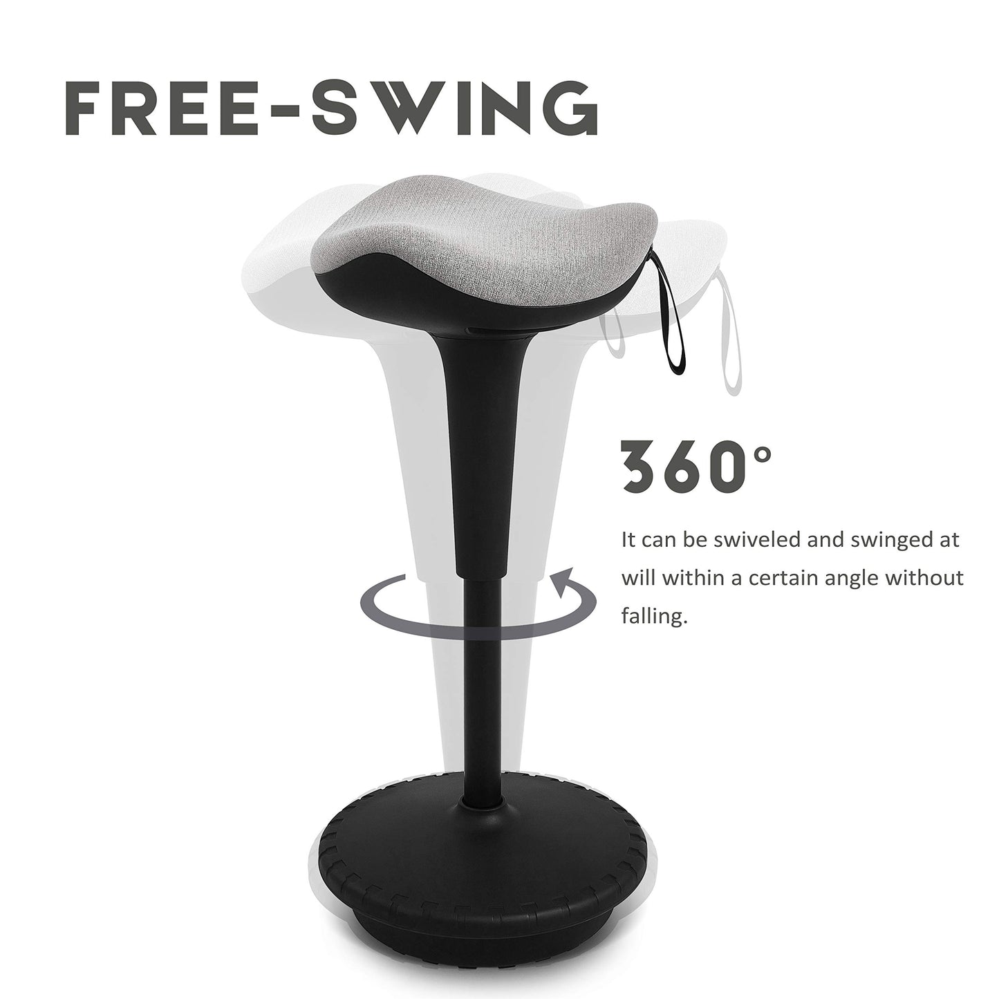 IWMH Ergonomic Work Stool, Height Adjustable Standing Aid, Breathable Sit-Stand Stool 360° Rotatable, Ergonomic Standing Stool Office, Gray (Gray)