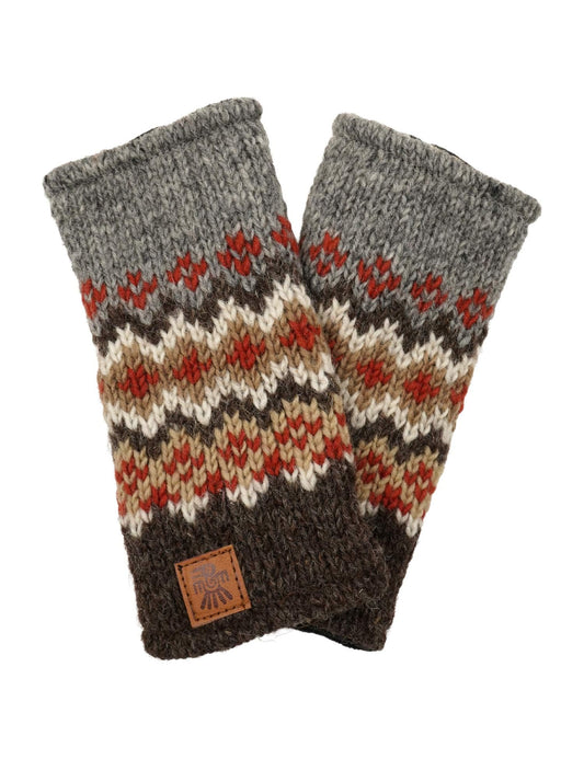 Pachamama Women's Wool Handwarmers Handwarmers Fleece lined Handknitted Fair Isle Multicoloured One Size Handmade Extra Warm Fair Trade