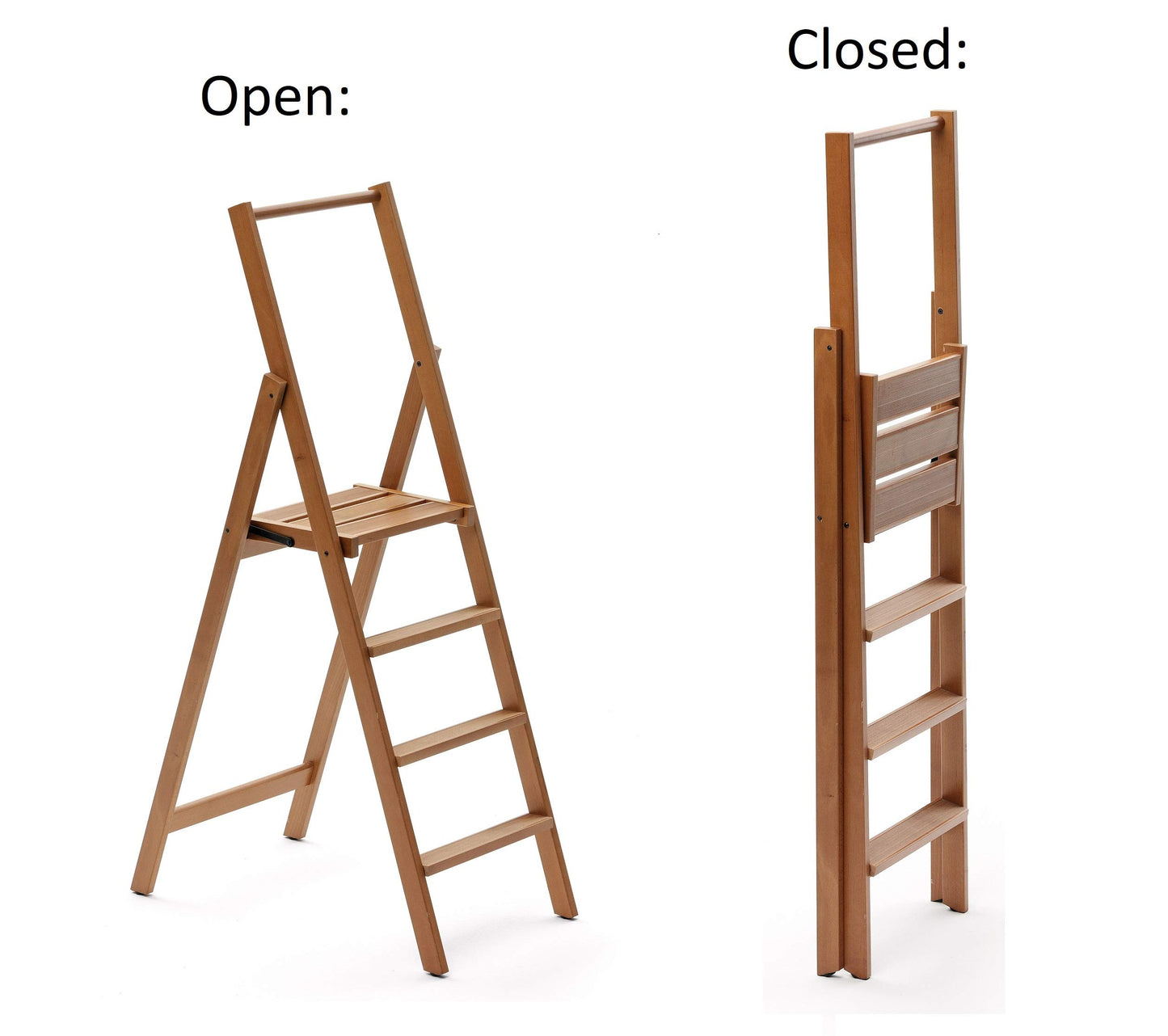 ARREDAMENTI ITALIA 4-Step Ladder Kimora, Wood - foldable - 4 Steps - Color: Cherry Wood AR-It the Heart of Wood