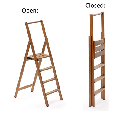 ARREDAMENTI ITALIA 4-Step Ladder Kimora, Wood - foldable - 4 Steps - Color: Cherry Wood AR-It the Heart of Wood