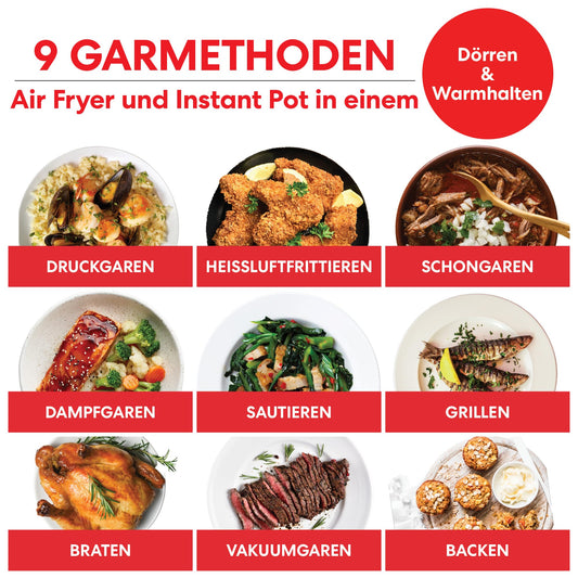 Instant Pot Duo Crisp + Air Fryer 11-in-1 Electric Multi-Cooker 5.7L - Pressure Cooker, Air Fryer, Slow Cooker, Steam Cooker, Dehydrator with Grill, Keep Warm, and Bake functions, Stainless Steel