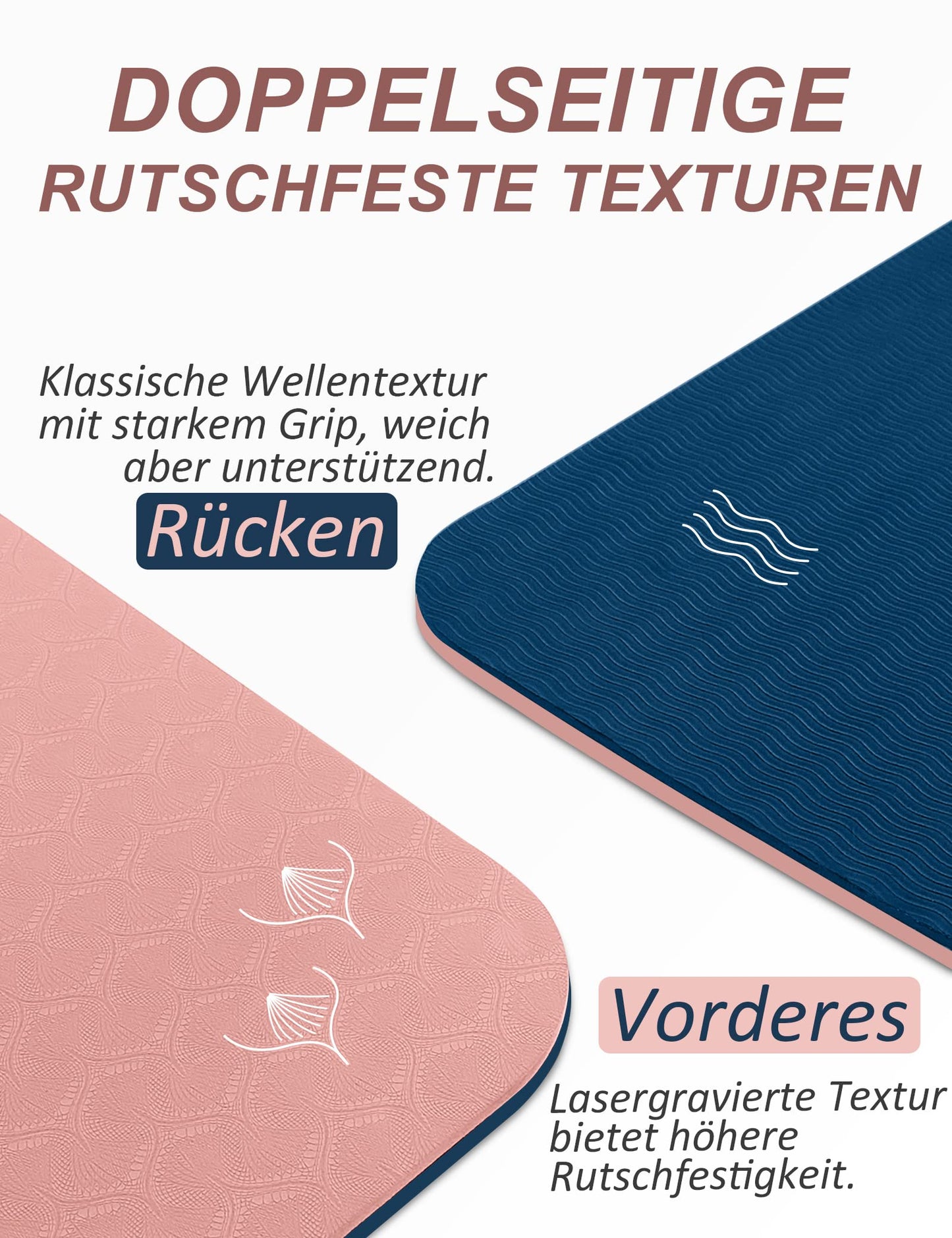 BEAUTYOVO Yoga Mat Wide 81cm, Non-Slip Wide Yoga Mat, 8mm Thick Fitness Mat Non-Slip, TPE Gym Mat for Home and Outdoor, Large Workout Mat for Yoga Pilates.