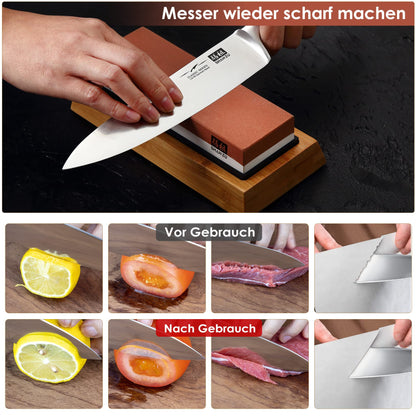 SHAN ZU Sharpening Stone Sharpening Stone Whetstone for Professional 2-in-1 Dual-Sided Knife Sharpener, Grit 1000/6000 with Non-Slip Silicone Holder for Kitchen Knives