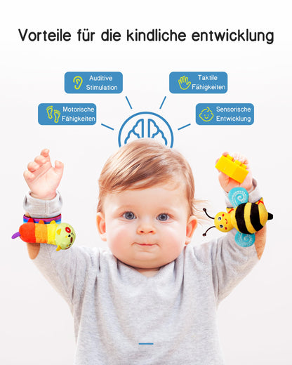 Infinno wrist rattle socks and footfinder baby toys, baby educational toys for newborn boys and girls 0-12 months, baby gifts for baby shower, baby birthday.