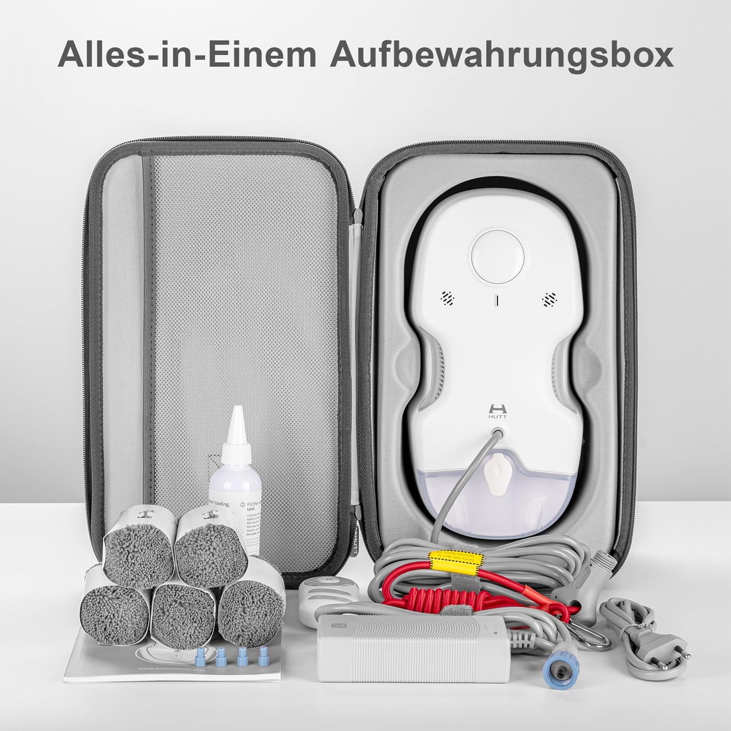 HUTT C65 window cleaning robot with spray function, Electric window cleaner remote control with 80ML tank, Window cleaner robot automatic, for indoor and outdoor windows, 10x cloths, case