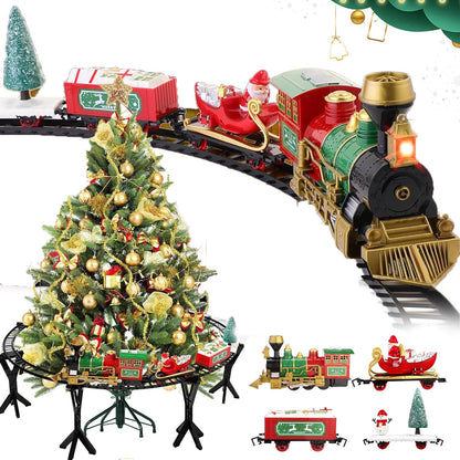 Electric train set for kids - Christmas train around the Christmas tree, railroad track set with sounds, toy for ages 8 and up