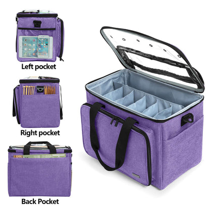 Teamoy yarn storage bag, suitable for knitting, crocheting, yarn, and accessory pouches (accessories not included), purple.