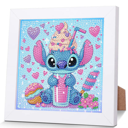 ZephyrHome 5D Diamond Painting Kit for Kids with frame, DIY Stitch Diamond Painting Set, Paint By Numbers Diamond Painting for Adults, Arts and Crafts Pictures for Home Wall Decor Cartoon Mosaic Making