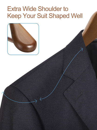 HOUSE DAY Wide Walnut Wood Hangers 6X Non-Slip Hangers Sturdy Coat Hangers Suit Hangers Wood Hangers, Wide Shoulders Non-Slip Pants Bars Rotatable Hooks
