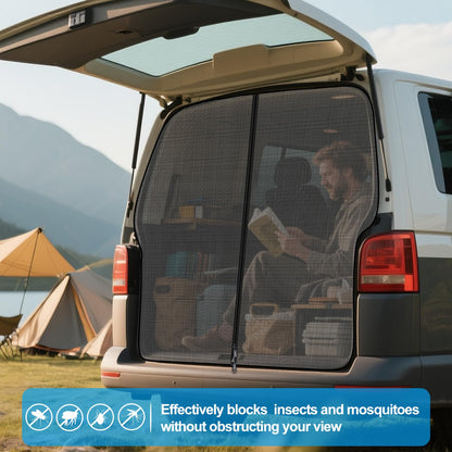 ZATOOTO mosquito net zipper for VW T5 T6 tailgates, fly screen insect protection sunshade, rear door separator curtain mosquito net with magnetism, trunk shade net camping travel (rear)