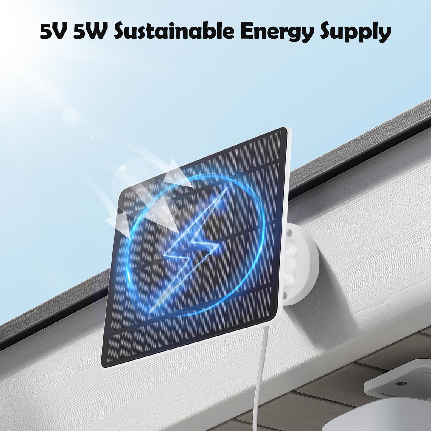 Solitude 5W Solar Panel for outdoor surveillance camera, solar module compatible with Ring Spotlight Camera Battery/Stick Up Cam Battery, barrel plug to USB-C adapter, 4M cable, IP65 waterproof (2 Pack)