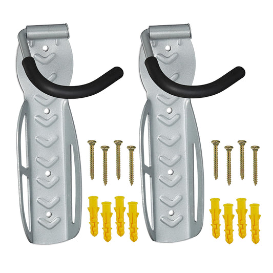 Relaxdays 6 x Bike Wall Mount, Bike Suspension up to 25kg, vertical, Wall Bike Holder Garage, Steel, Bike Hooks, Silver