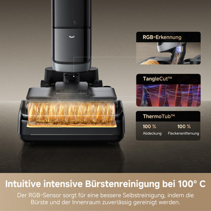 Dreame H15 Pro Heat wet and dry vacuum cleaner, 85°C water, GapFree AI robot arm, RGB detection, 22,000 Pa suction power, hair detangling, 100°C brush cleaning, 5min 90°C drying, app control.