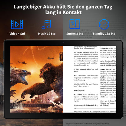 10-inch tablet 8-in-1 kit Android 14 tablet PC with case keyboard mouse stylus headphones charger cable Octa-Core 12GB RAM 64GB ROM 1TB TF expandable 1280x800 IPS touchscreen 5000mAh battery (Black)