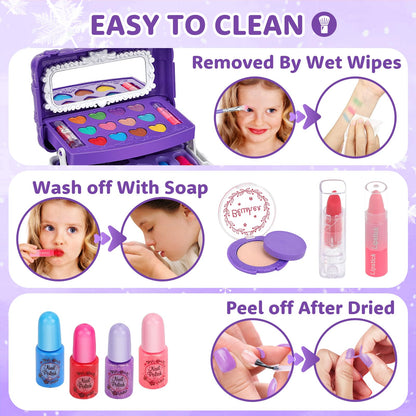 Aureyung Makeup Kit for Girls, 54PCS Washable Kids Makeup Set, Toy for 3-12 Year Olds, Birthday Christmas Gifts for Girls 3-10 Years.