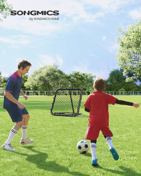 SONGMICS Soccer Rebounder, Soccer Goal for Kids, Portable, with Steel Frame, Adjustable Angle, Quick Setup, for Garden, Park, Beach, Ink Black SZQ084B01