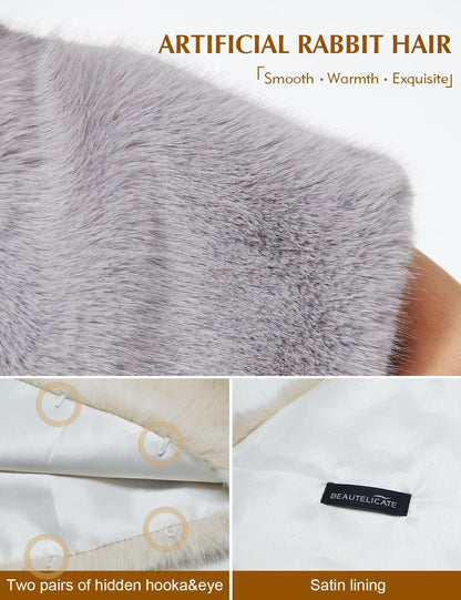 BEAUTELICATE faux fur stole shawl women's bolero fake fur bridal shawl bridal stole bride jacket for evening gown winter wedding festive