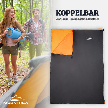 MOUNTREX® Sleeping Bag - Small pack size & ultralight (700g) Summer Blanket Sleeping Bag - Outdoor summer sleeping bag - Camping, travel, festivals - Can be zipped together