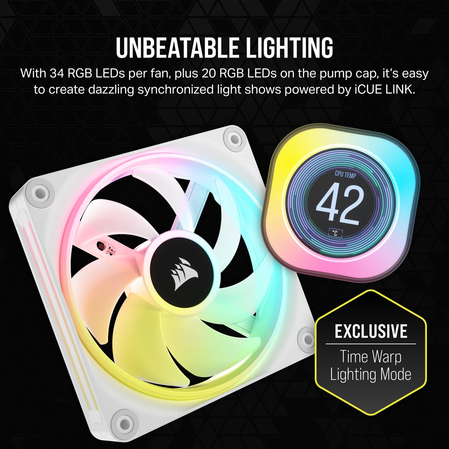 CORSAIR iCUE LINK H150i LCD Liquid CPU Cooler - 360mm AIO - QX120 RGB Fans - 2.1" IPS LCD Screen - Compatible with Intel LGA 1700, AMD AM5 - iCUE LINK System Hub Included - White