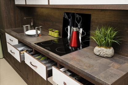 SMTDeco stove cover glass ceramic hob cover hob cover hob plate covers induction hob 2 x 40x52 cm two-piece coffee black