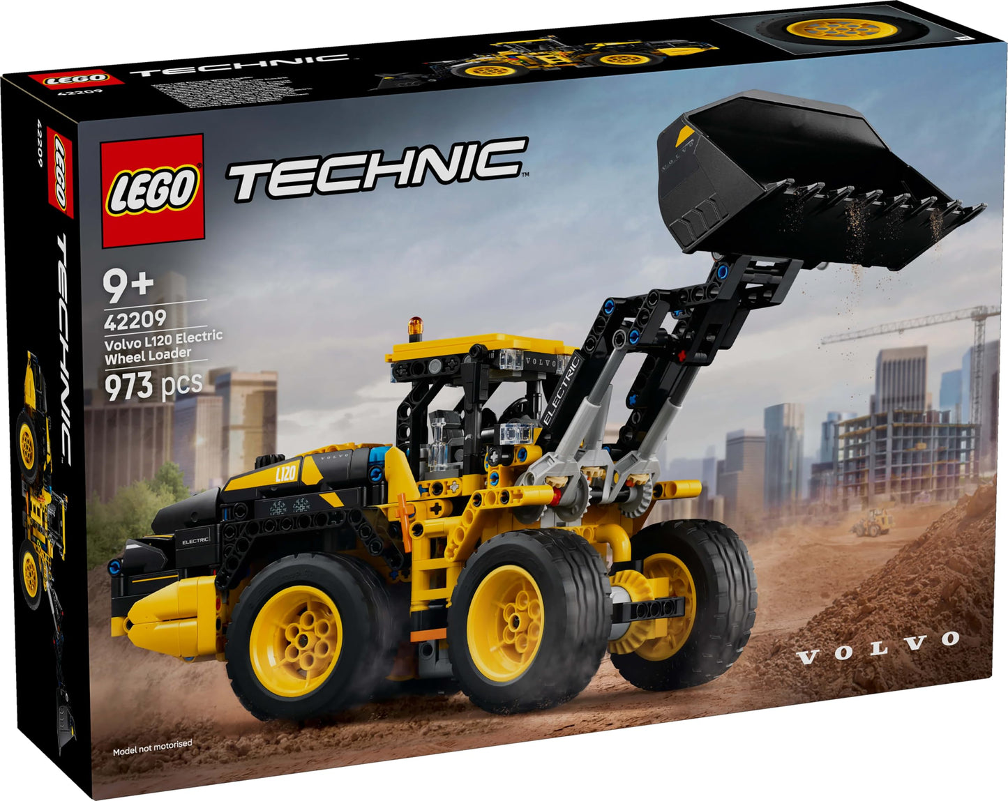 LEGO Technic Volvo L120 Electric Wheel Loader - Construction toy with articulated steering and movable bucket - Birthday gift for boys aged 9 and up - 42209