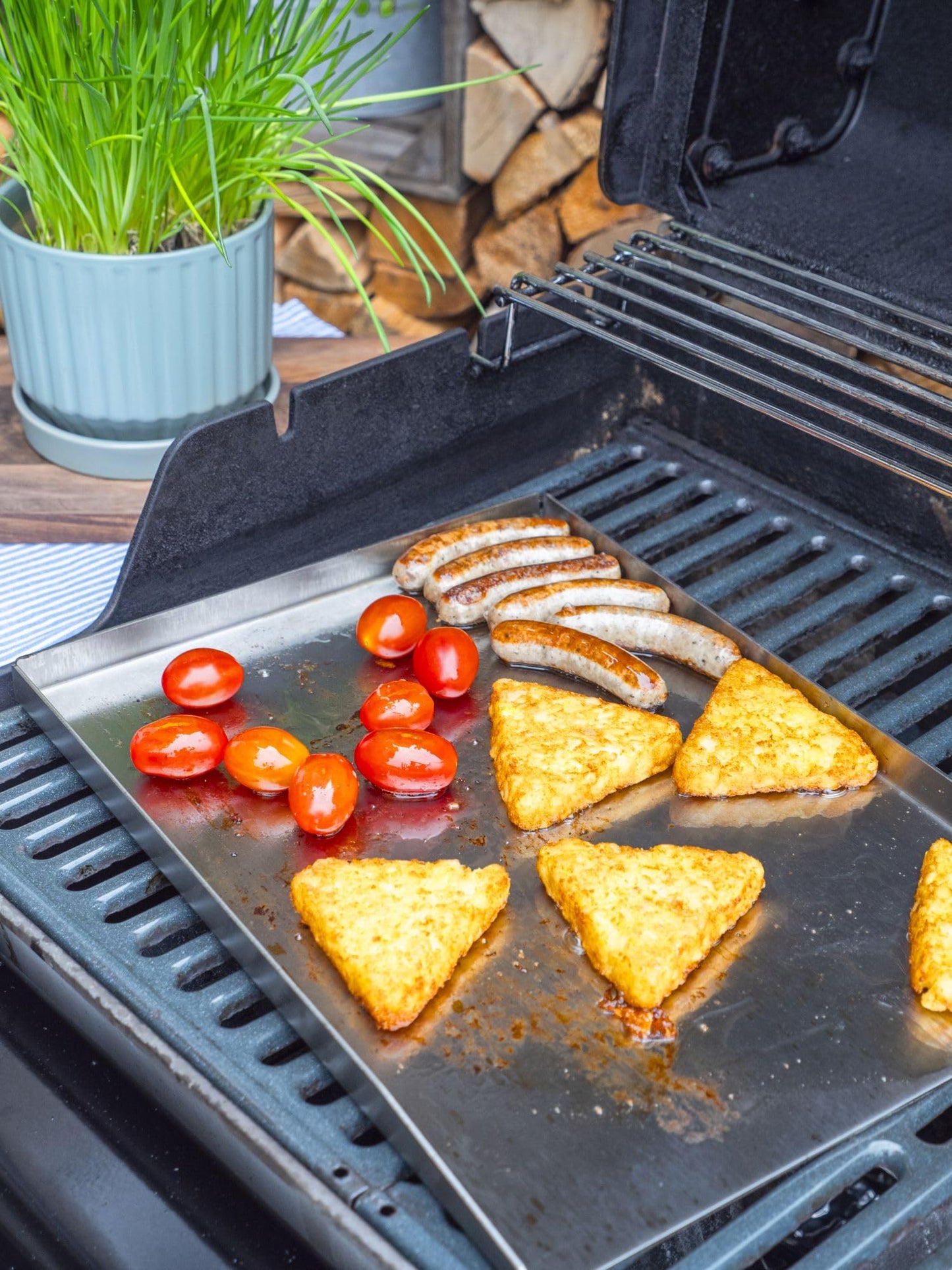 Steuber Plancha Plate 36 x 26 cm Stainless steel grill plate with edge, Teppanyaki grill plate for burgers, induction stove & charcoal grill.