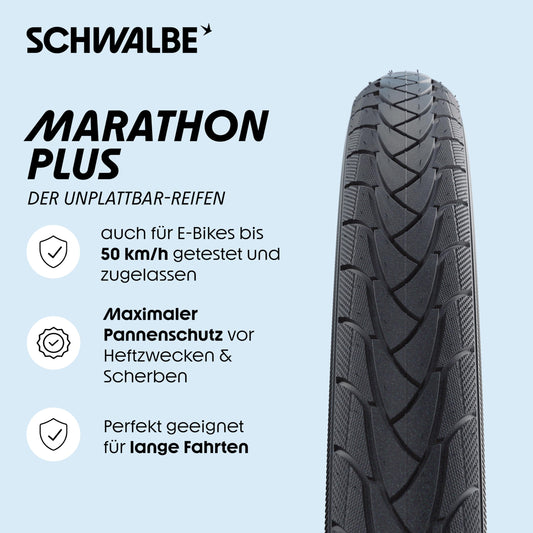 Swallow Marathon Plus bicycle tire - 28x1.75-47-622 - the puncture-proof tire for bikes - SmartGuard