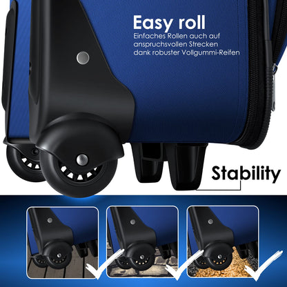 KESSER® 4pc Trolley Luggage Set | Travel Suitcase Set with Wheels | Complete Business 4pc Set | S M L XL | Mesh Pocket | Telescopic Handle | Fabric Travel Bags | Carry-on | Blue