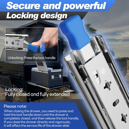 SHUHANG Heavy Duty Drawer Slides Full Extension 1000mm with Lock, Ball Bearing Bearing Capacity120 KG Load Capacity Side Mount 1 Pair (2 Pieces)