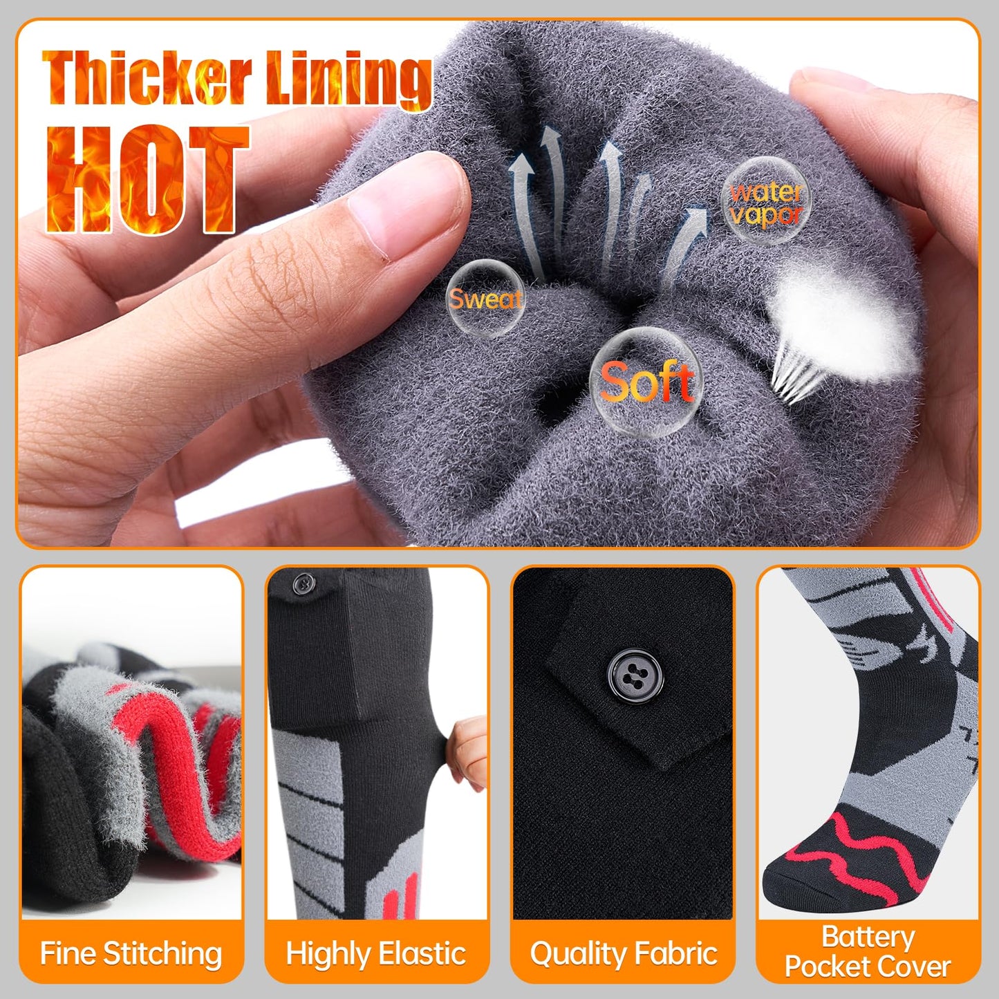 Electric heating socks, 5000mAh rechargeable heated socks with 3 heat settings and APP remote control. 2022 battery heated socks for men and women for hiking, camping, skiing, hunting.