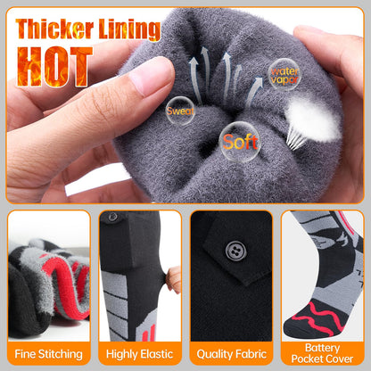 Electric heating socks, 5000mAh rechargeable heated socks with 3 heat settings and APP remote control. 2022 battery heated socks for men and women for hiking, camping, skiing, hunting.