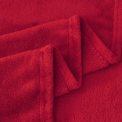 Aisbo cuddly blanket fluffy red throw - fleece blanket 220x240 cm XXL large warm couch throw, cuddly living room blanket soft as sofa throw blanket for winter bed.