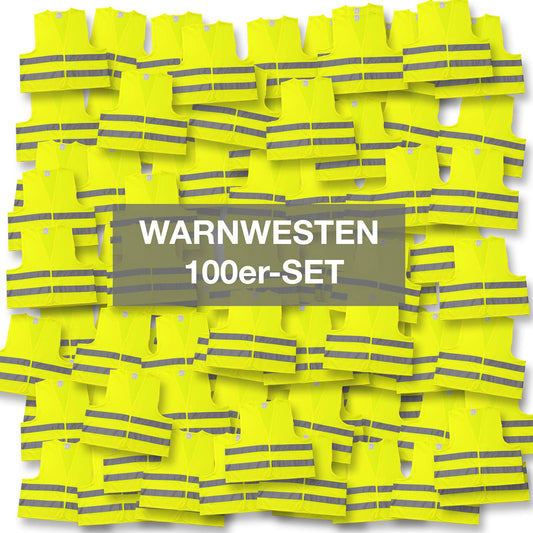 4business 100 pcs High Quality Car Safety Vest yellow EN ISO 20471 Class 2 for adults Unisize TÜV-tested washable