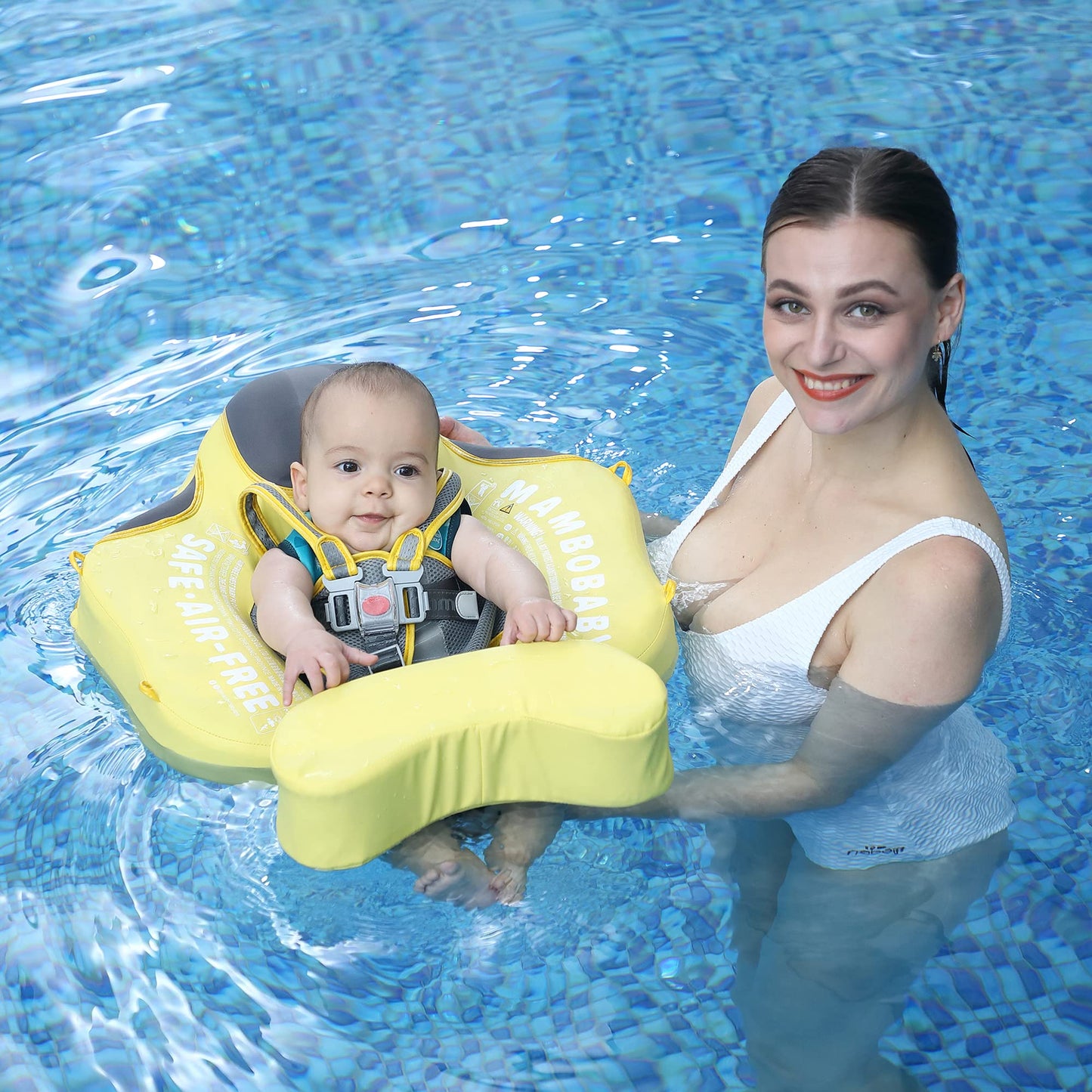 HECCEI Baby Swim Ring, Mambobaby Non-Inflatable Swim Float for Baby, Durable Soft Waterproof Swimming Trainer for Children 3-24 Months.