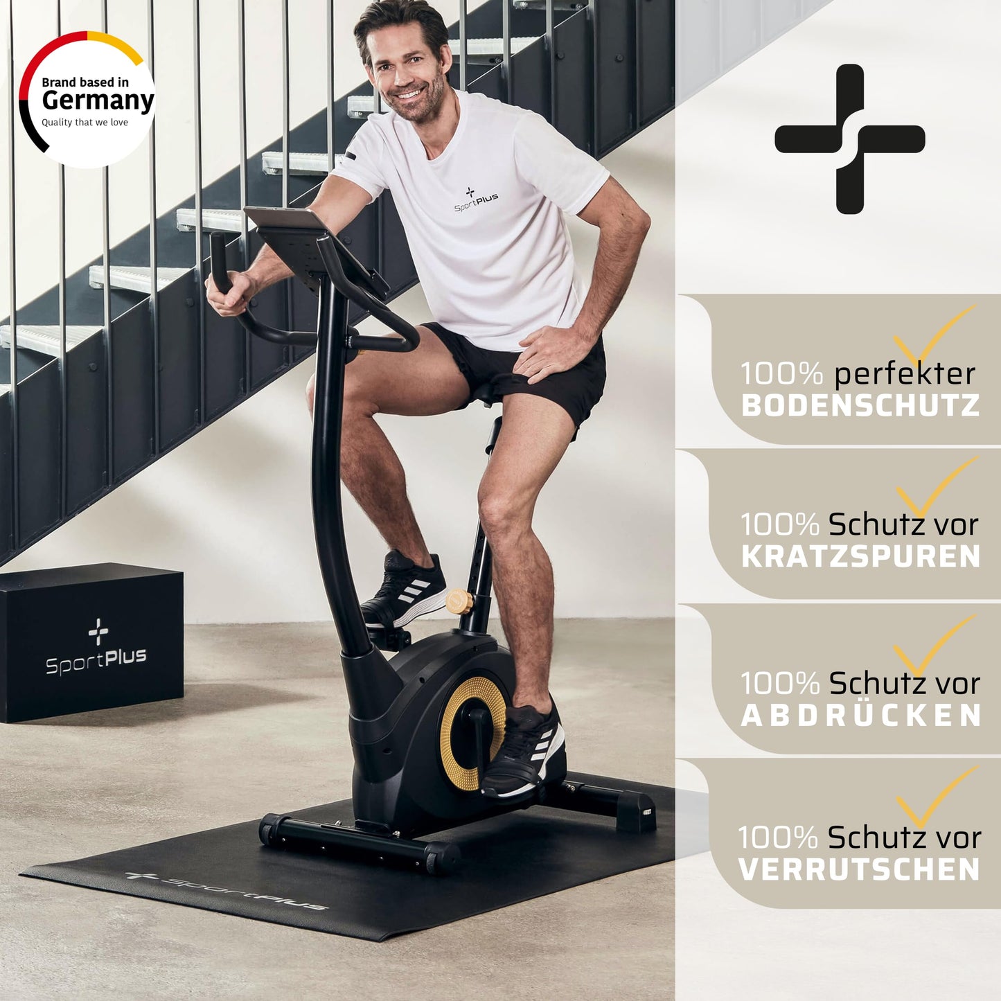 SportPlus floor protection mat for treadmills, rowing machines, exercise bikes & cross trainers, pollutant tested, durable, dimensions approx. 200x90x0.6cm (LxWxH)