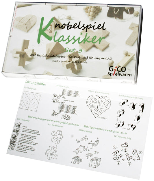 Puzzle game classic sets - 8 skill games in gift packaging - incl. solution (Set 3)