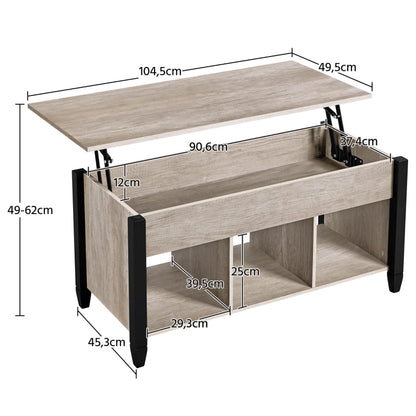 Yaheetech Coffee Table Height Adjustable Lift Top Table with Hidden Storage Compartment Wooden Side Table Lift Table Sofa Table for Living Room, Gray