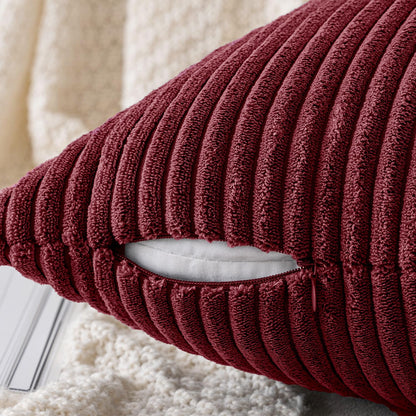 Slozzi 2-piece set corduroy pillowcase wine red 50x50 cushion covers pillow cover decorative pillowcase couch cushion soft for sofa bedroom living room balcony