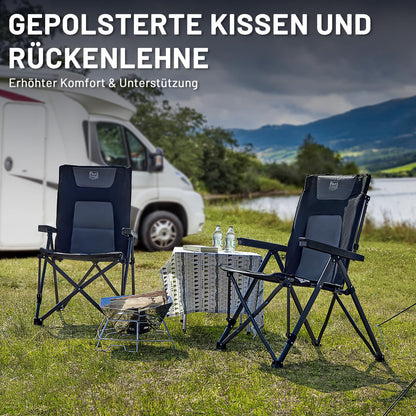 TIMBER RIDGE Folding Camping Chair 260KG Capacity 4-Position Adjustable Reclining Padded High Back Chair with Carry Bag Outdoor Chair for Garden Balcony RV Picnic