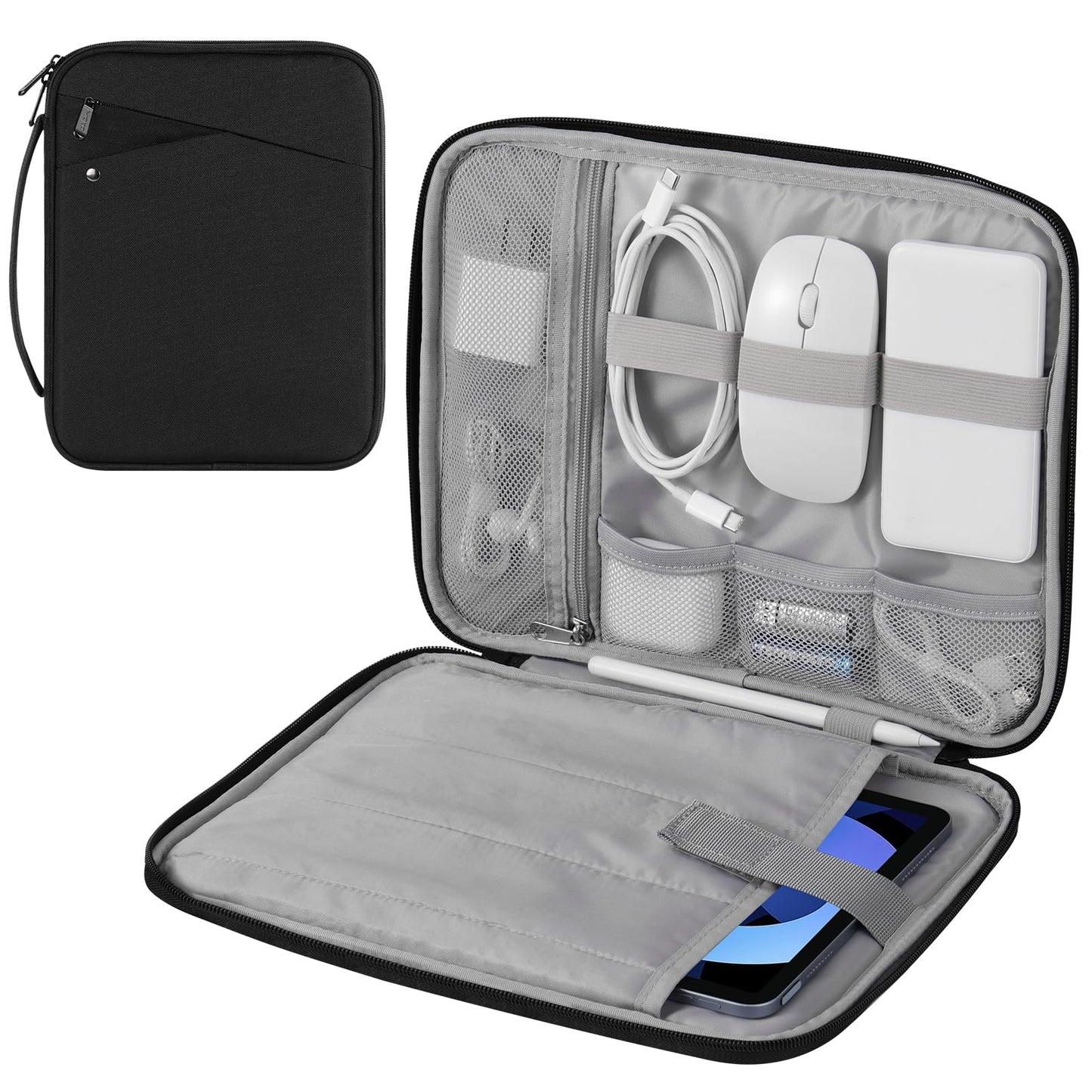 MoKo 9-11 Inch Tablet Sleeve Case with Handle, Padded Protective Travel Bag for New 11 Inch iPad Air M3 2025, iPad A16 11", iPad Pro 11 M4, iPad 10/9/8/7th, Tab S9/S8 11, Black