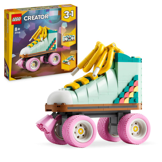 LEGO Creator 3-in-1 Retro Roller Skates - Build and display toy - Transforms into a mini skateboard or boombox radio - Creative gift for boys and girls aged 8 and up - 31148