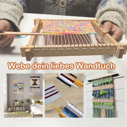 LYKTRIX Children's Wooden Loom Set, weaving frame for kids aged 4-12, includes 13 accessories (yarn, needle, weaving comb) for creating round/square wall hangings & coasters.